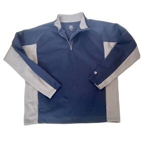 Champion Mens Quarter Zip Sweater Fleece Shirt Long Sleeve Sz L Blue‎ Grey